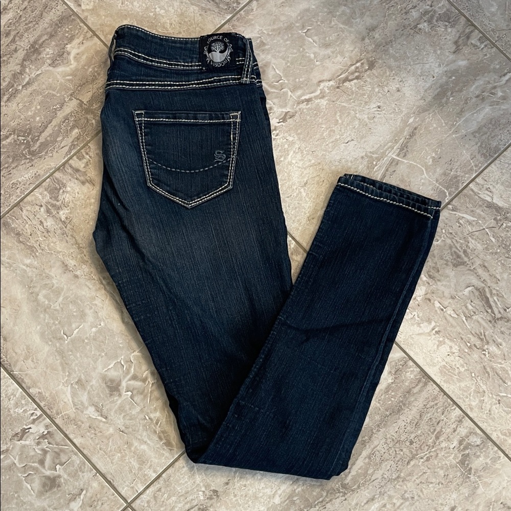 Source of Wisdom Medium Classic Indigo Skinny Jeans Pull on Jeggings